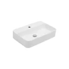 Lavabo de encimera cuadrado Aster en cerámica blanca con orificio para grifo Viadurini