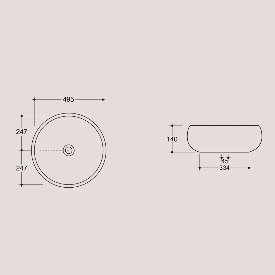 Lavabo sobre encimera redondo de cerámica brillante Made in Italy - Candito Viadurini