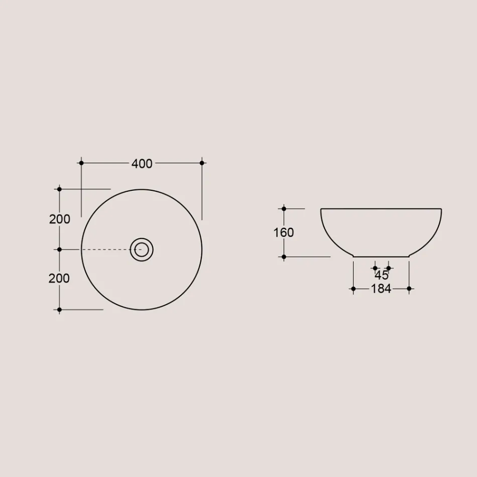 Lavabo sobre encimera redondo de cerámica brillante Made in Italy - Chicco Viadurini