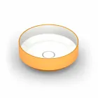 Lavabo sobre encimera de cerámica moderno redondo hecho en Italia, Yoel Viadurini