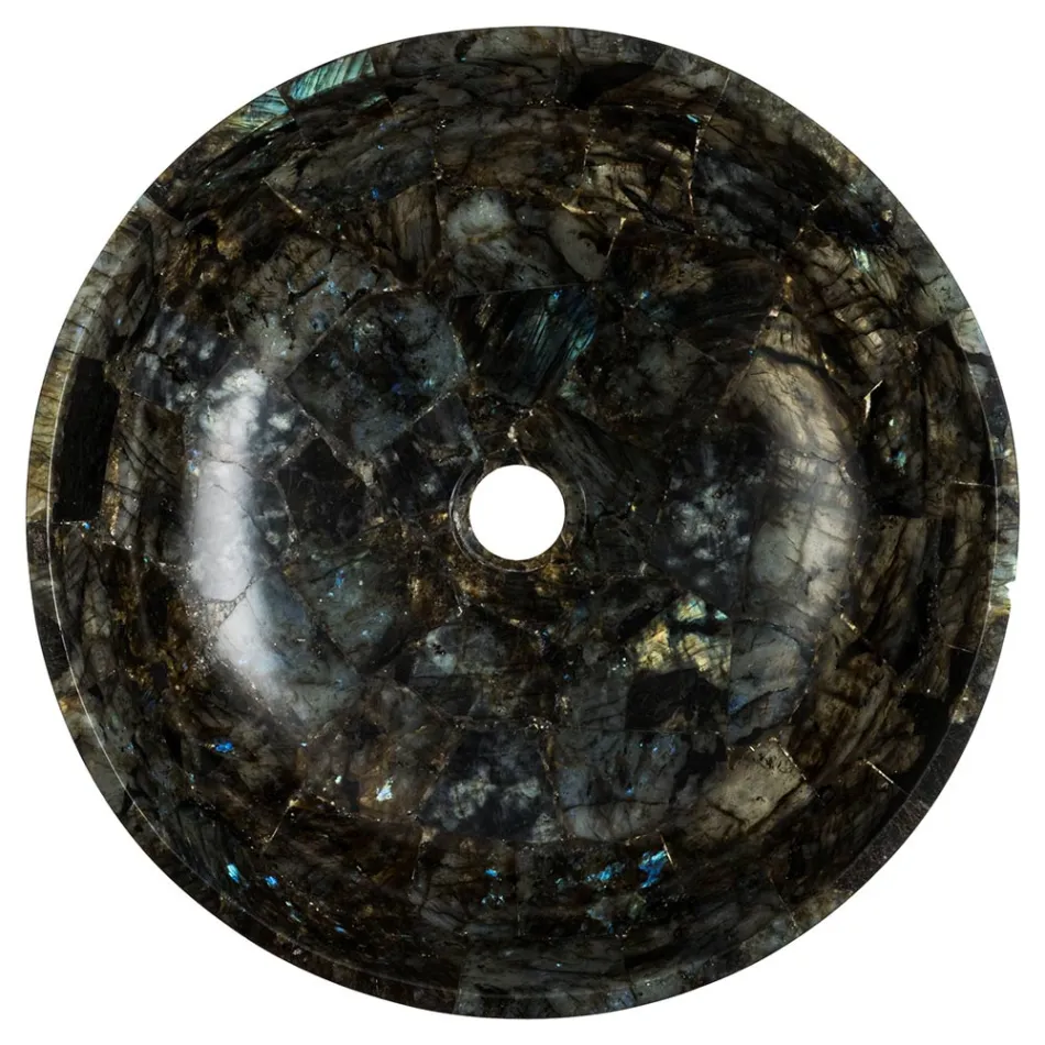 Lavabo sobrencimera redondo labradorita Peggy, pieza única Viadurini