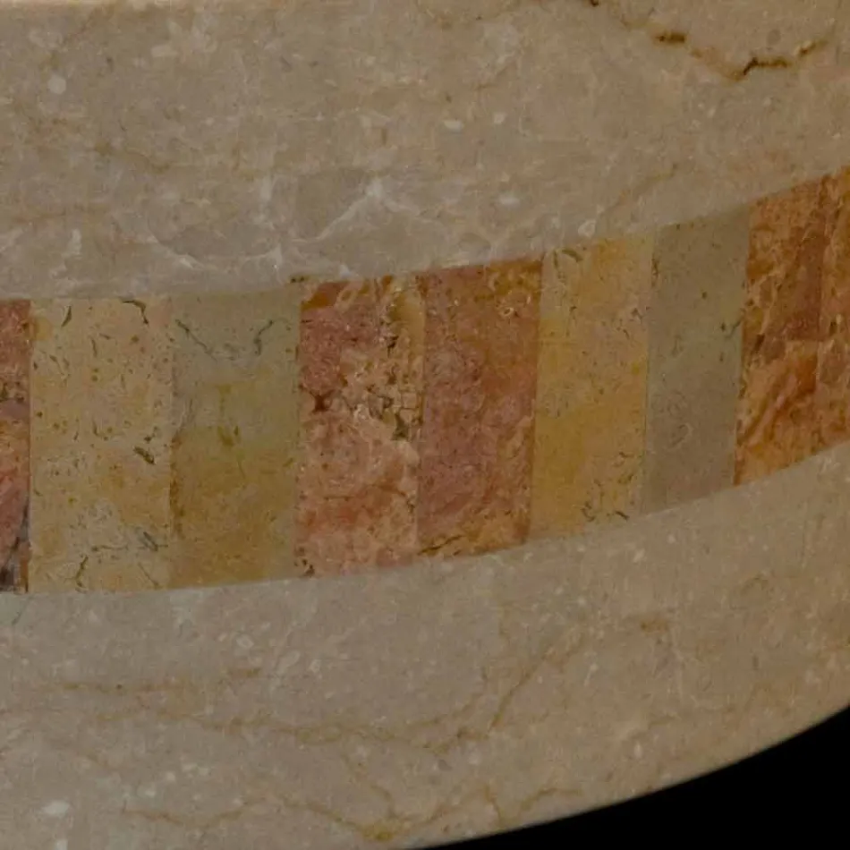 del lavabo redondo en piedra natural Clio blanco Viadurini