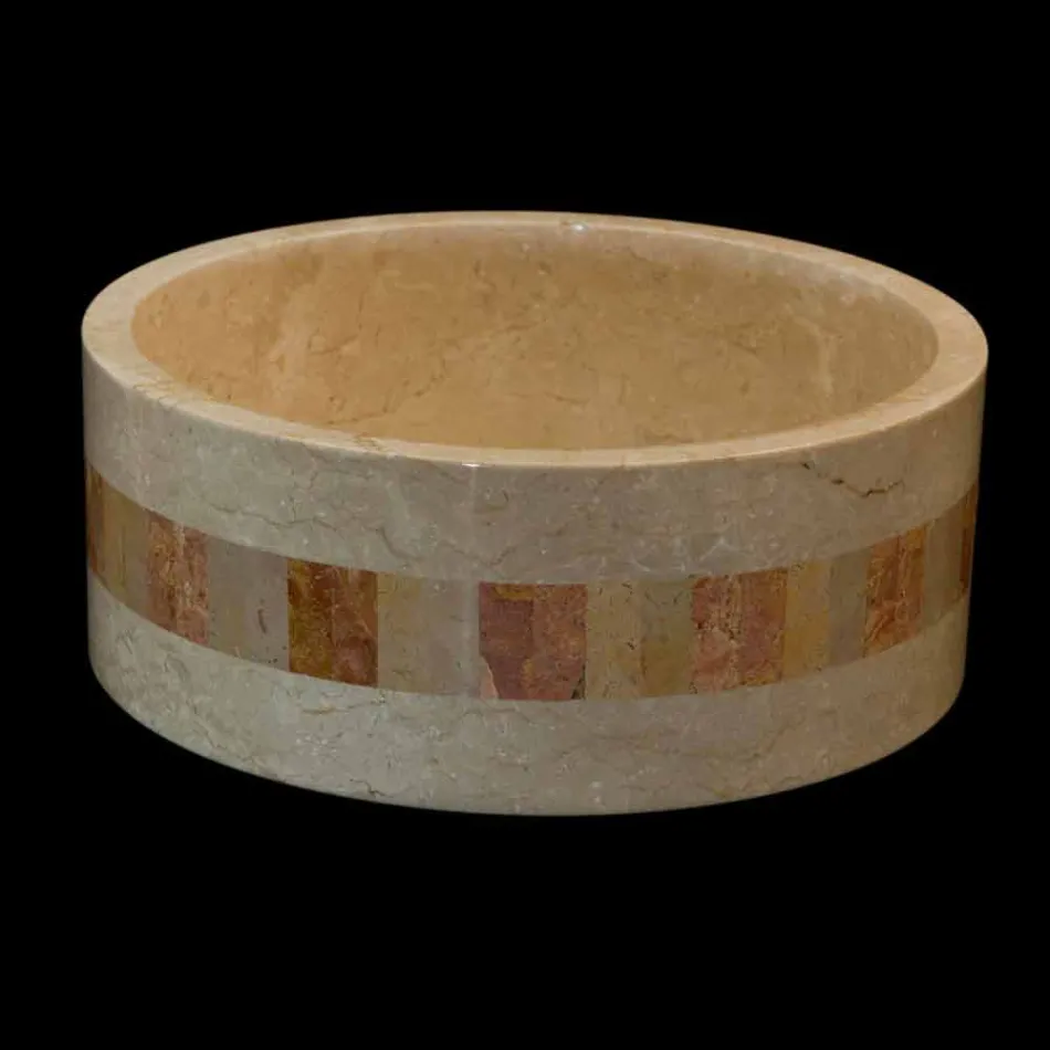 del lavabo redondo en piedra natural Clio blanco Viadurini