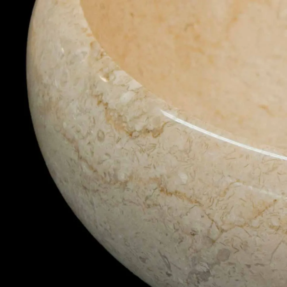 del lavabo redondo en piedra natural blanca Layla Viadurini