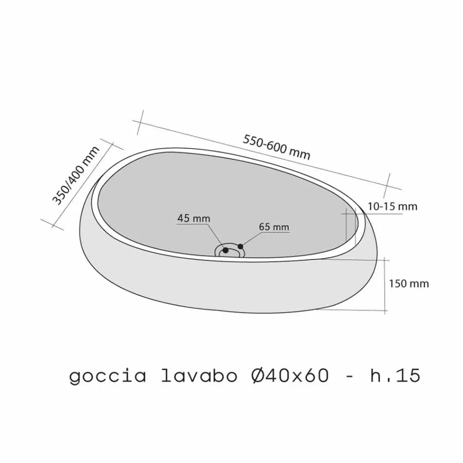 Encimera redondo Apoyo Piedra Natural Negro Waka Viadurini
