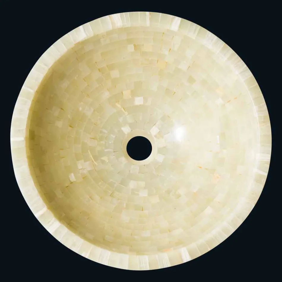 ayuda redonda Lavabo en ónix miel piedra Kilian Viadurini