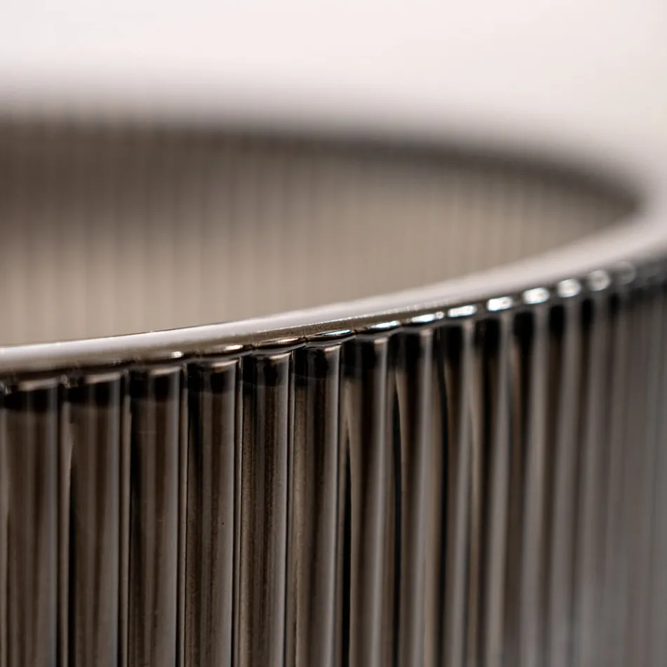 Lavabo sobre encimera redondo en vidrio veneciano plisado Made in Italy - Zircon Viadurini