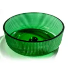 Lavabo sobre encimera redondo en vidrio veneciano plisado Made in Italy - Zircon Viadurini