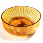 Lavabo sobre encimera redondo en vidrio veneciano plisado Made in Italy - Zircon Viadurini