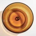 Lavabo sobre encimera redondo en vidrio veneciano plisado Made in Italy - Zircon Viadurini