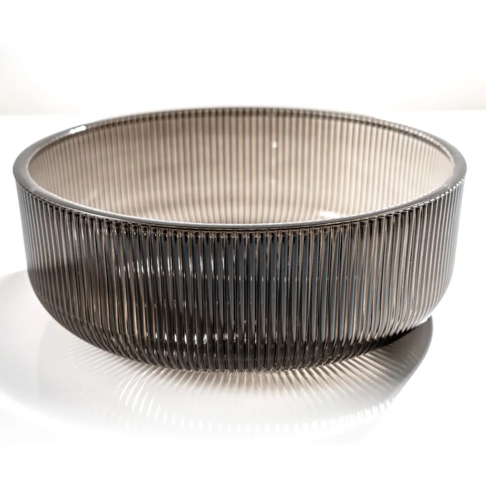 Lavabo sobre encimera redondo en vidrio veneciano plisado Made in Italy - Zircon Viadurini