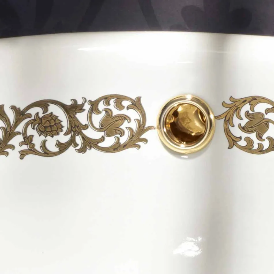 Fregadero empotrado para baño en arcilla fuego y oro hecho en Italia, Otis Viadurini