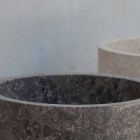 Lavabo de baño independiente cilíndrico en mármol gris - Cremino Viadurini