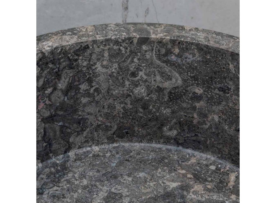 Lavabo de baño independiente cilíndrico en mármol gris - Cremino Viadurini
