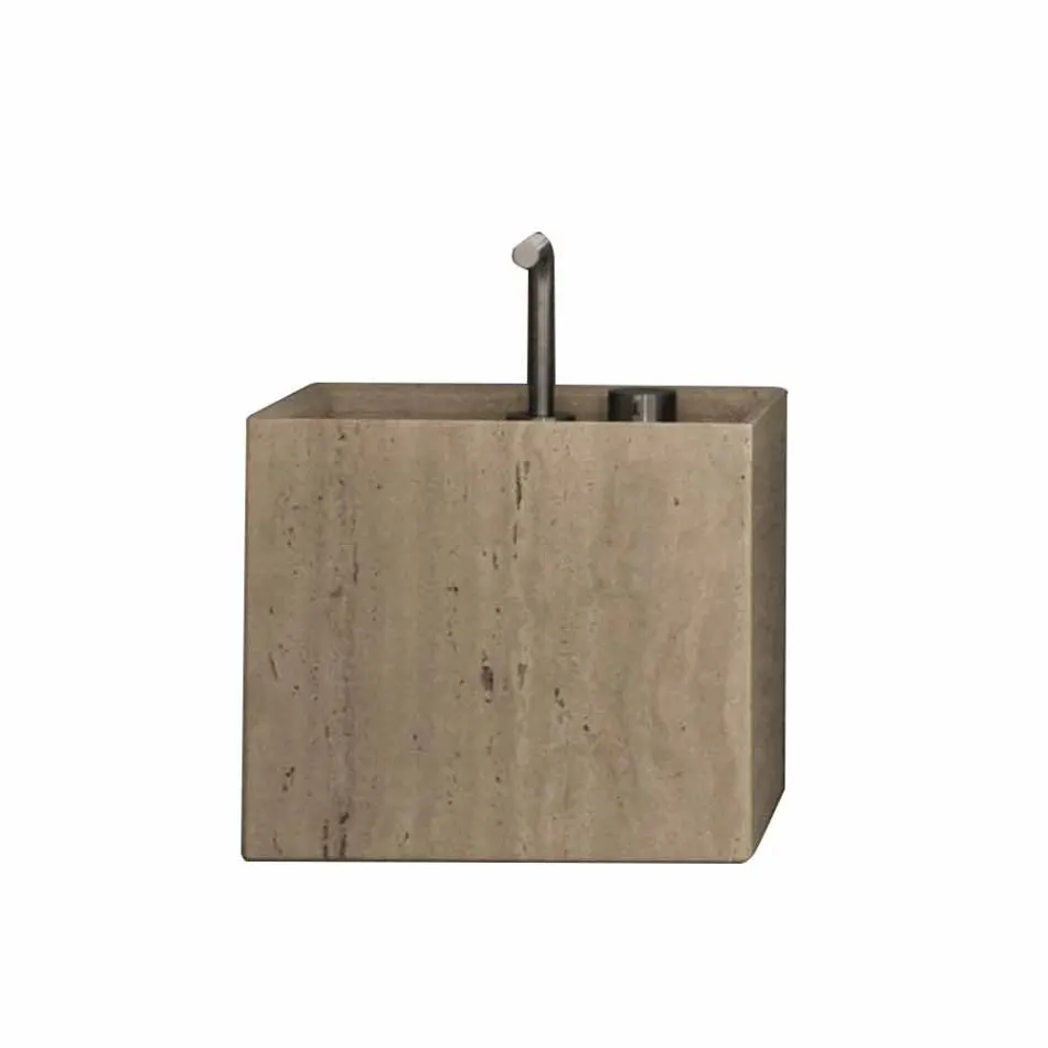 Lavabo de baño de piedra de encimera cuadrado moderno de alto diseño - Farartlav2 Viadurini