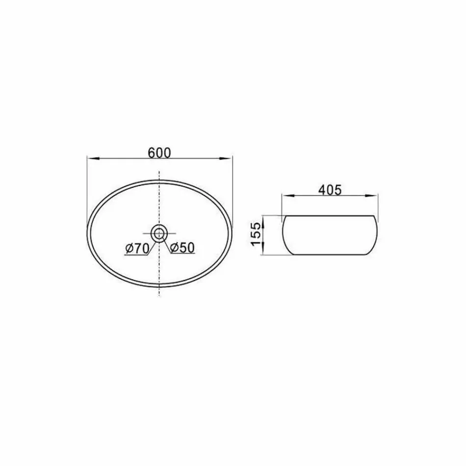 Lavabo sobre encimera ovalado de cerámica blanca Made in Italy - Bergen Viadurini