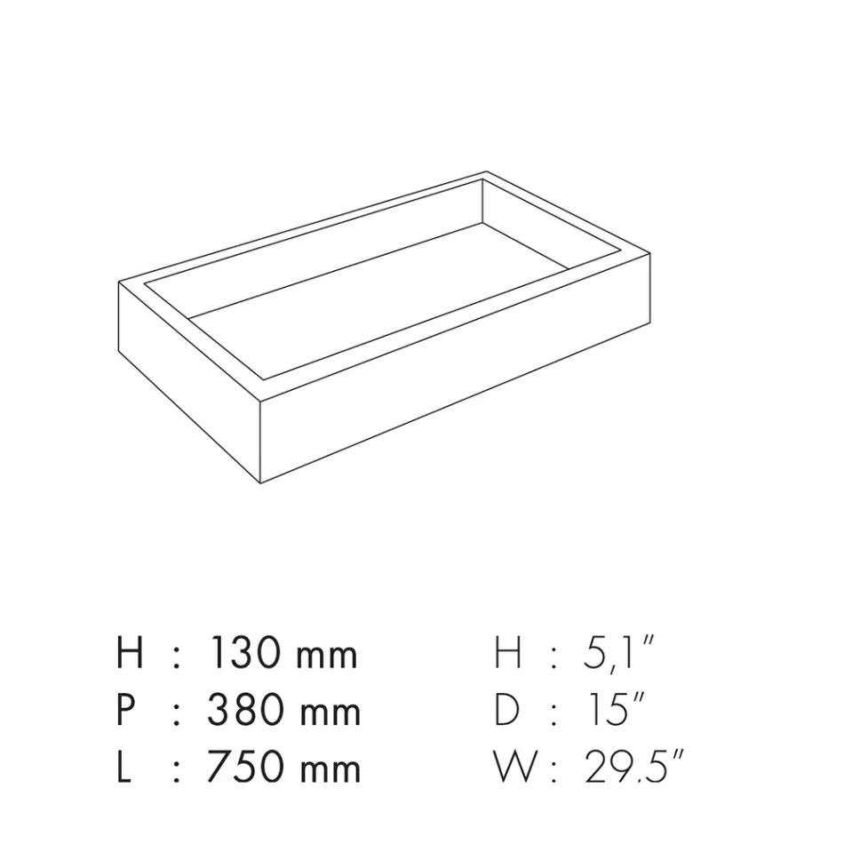 Lavabo de baño rectangular en gres porcelánico Made in Italy - Ludmilla Viadurini