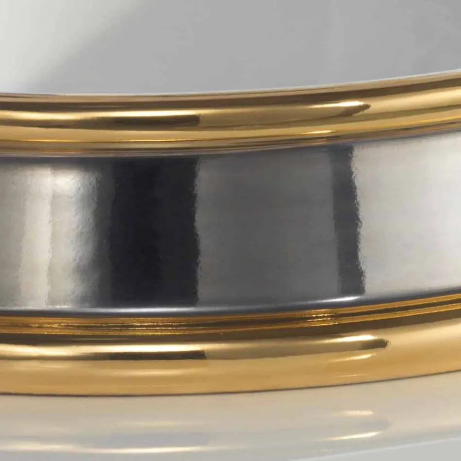 Fregadero de baño de diseño semi-empotrado en arcilla fuego hecho en Italia, Manilo Viadurini