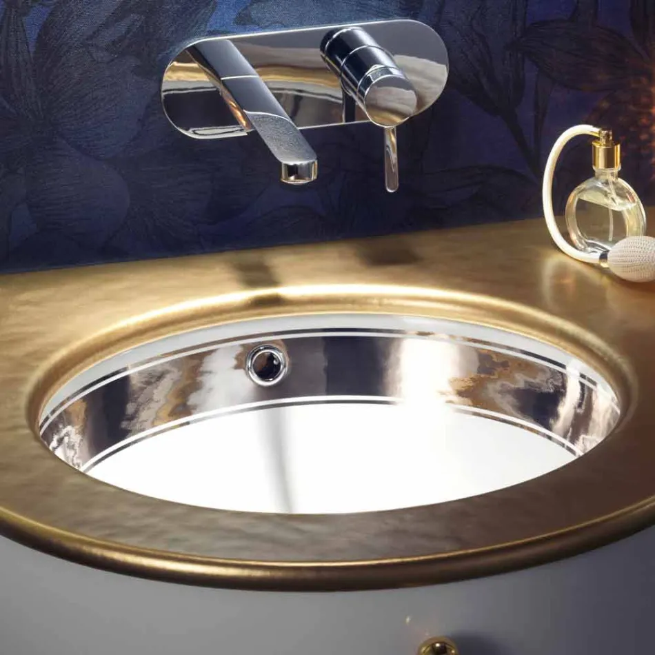 Lavabo empotrado de arcilla barroca hecho a mano en Italia, Egeo Viadurini