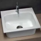 Lavabo empotrado y soporte moderno en cerámica coloreada Vinovo Viadurini