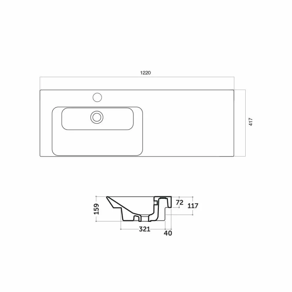 Fregadero encubierto a la izquierda moderna en Ceramica Maida Viadurini
