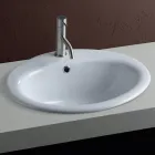 Fregadero de encimera de cerámica blanca de diseño moderno - Papavero Viadurini