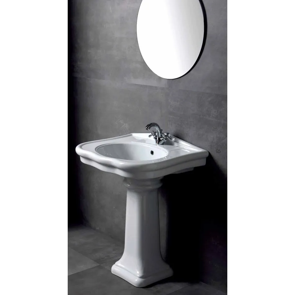 Lavabo de pared o con columna de cerámica L70cm Hecho en Italia Avise Viadurini