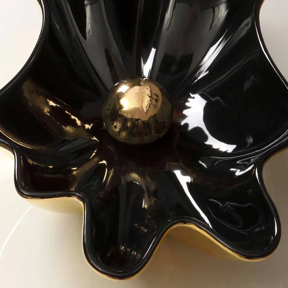 Lavabo de diseño de cerámica negro y dorado fabricado en Italia Rayan Viadurini