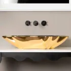 Lavabo de diseño de cerámica negro y dorado fabricado en Italia Rayan Viadurini
