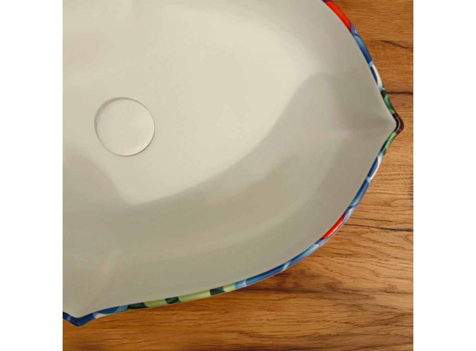 Lavabo sobre encimera de cerámica de diseño, realizado en Italia Oscar Viadurini
