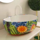 Lavabo sobre encimera de cerámica de diseño, realizado en Italia Oscar Viadurini