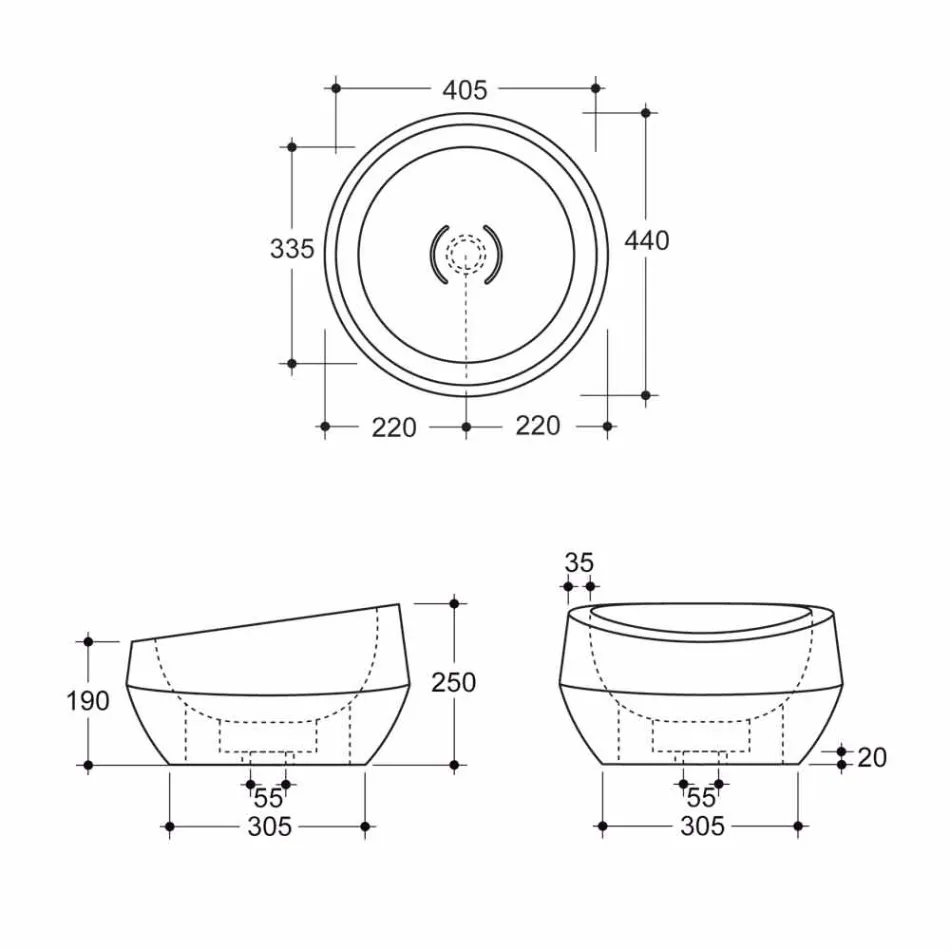 Lavabo sobre encimera de diseño en cerámica de pitón fabricado en Italia Elisa Viadurini
