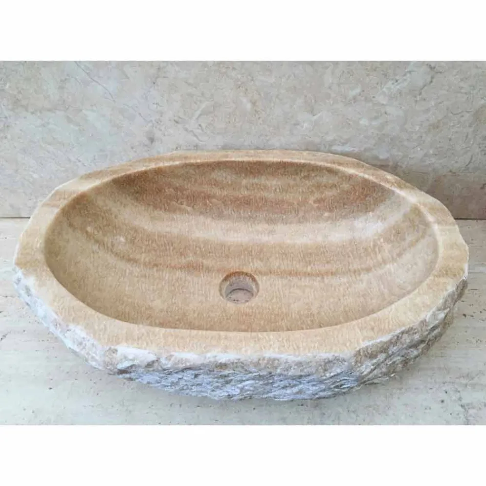 Lavabo sobre encimera de diseño para baño Laia en piedra natural Viadurini