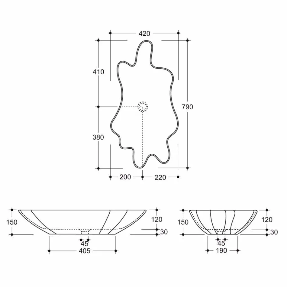Lavabo de encimera de cerámica de diseño moderno fabricado en Italia Rayan Viadurini