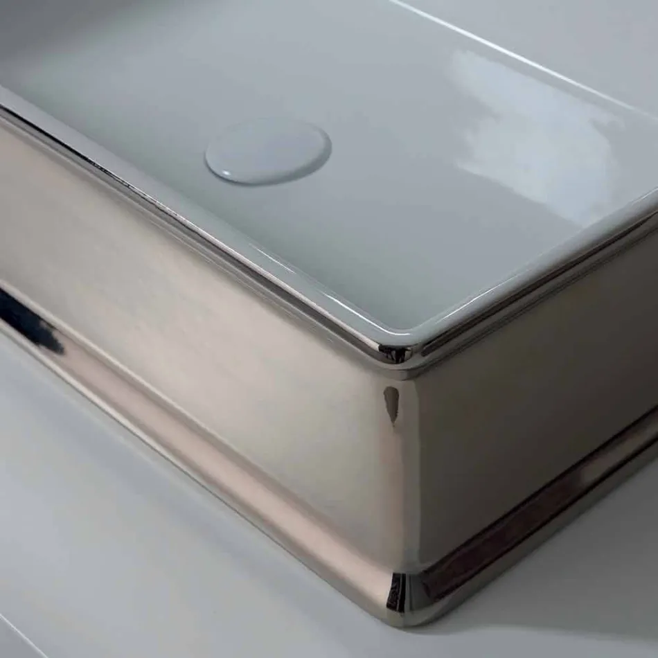 Lavabo sobre encimera de cerámica de diseño moderno hecho en Italia Debora Viadurini