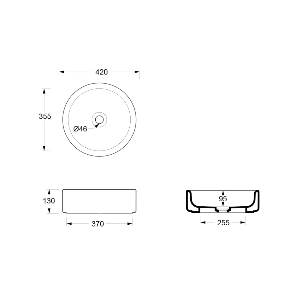 Lavabo de cerámica sobre encimera de 42 cm de diámetro fabricado en Italia - Niña Viadurini