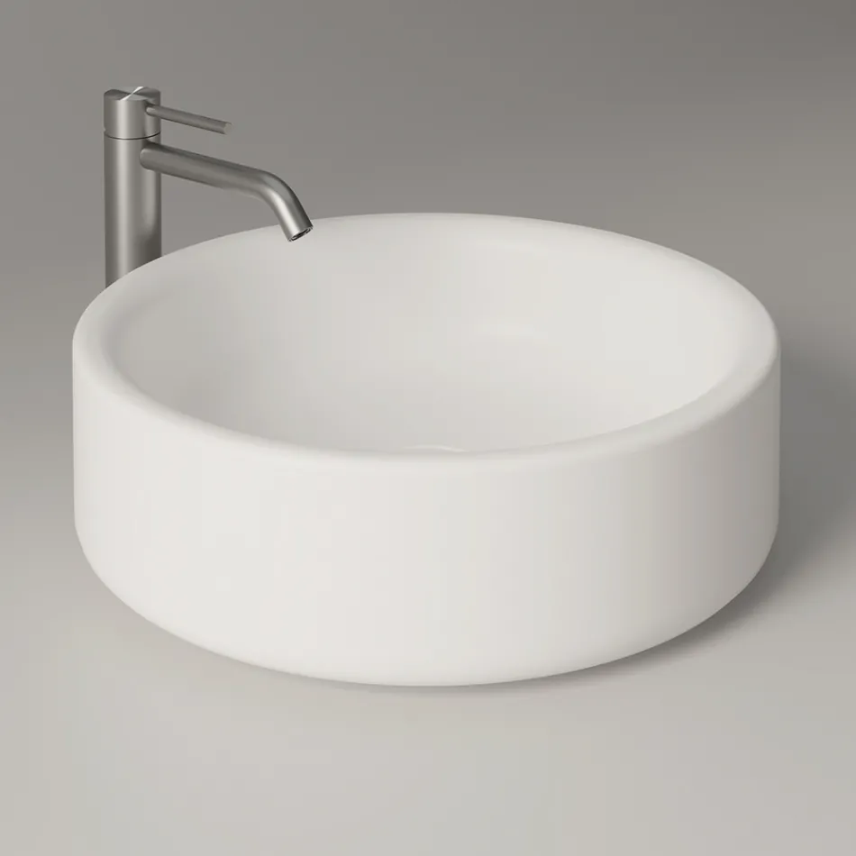 Lavabo de cerámica sobre encimera de 42 cm de diámetro fabricado en Italia - Niña Viadurini
