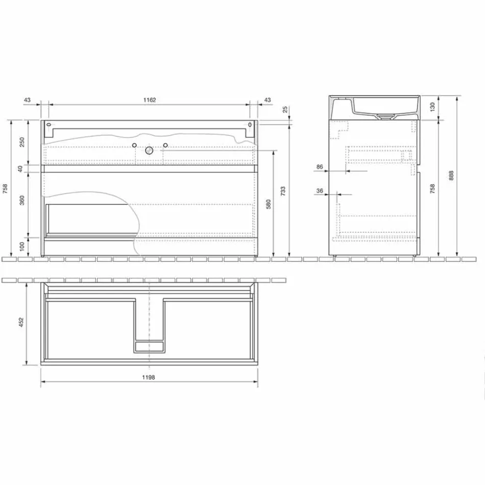 Lavabo doble con mueble de suelo de diseño moderno en laminado - Pompei Viadurini