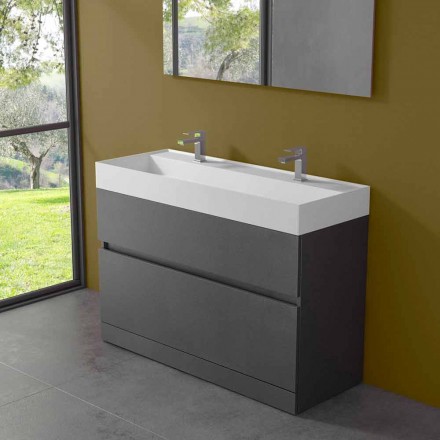 Lavabo doble con mueble de suelo de diseño moderno en laminado - Pompei Viadurini