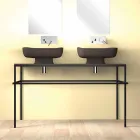 Lavabo doble de cerámica moderno de pared hecho en Italia, Reale Viadurini