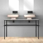 Lavabo doble de cerámica moderno de pared hecho en Italia, Reale Viadurini