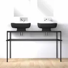 Lavabo doble de cerámica moderno de pared hecho en Italia, Reale Viadurini