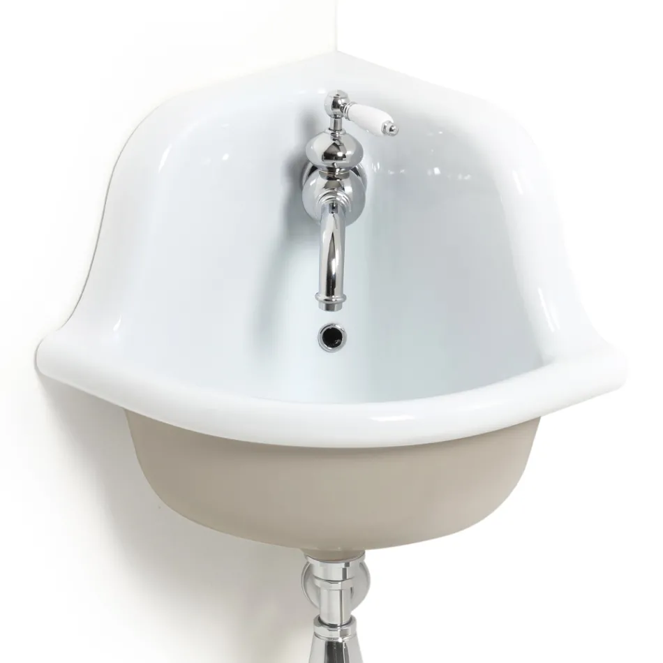 Lavabo de esquina independiente de cerámica de color moderno 42 cm - Angelino Viadurini
