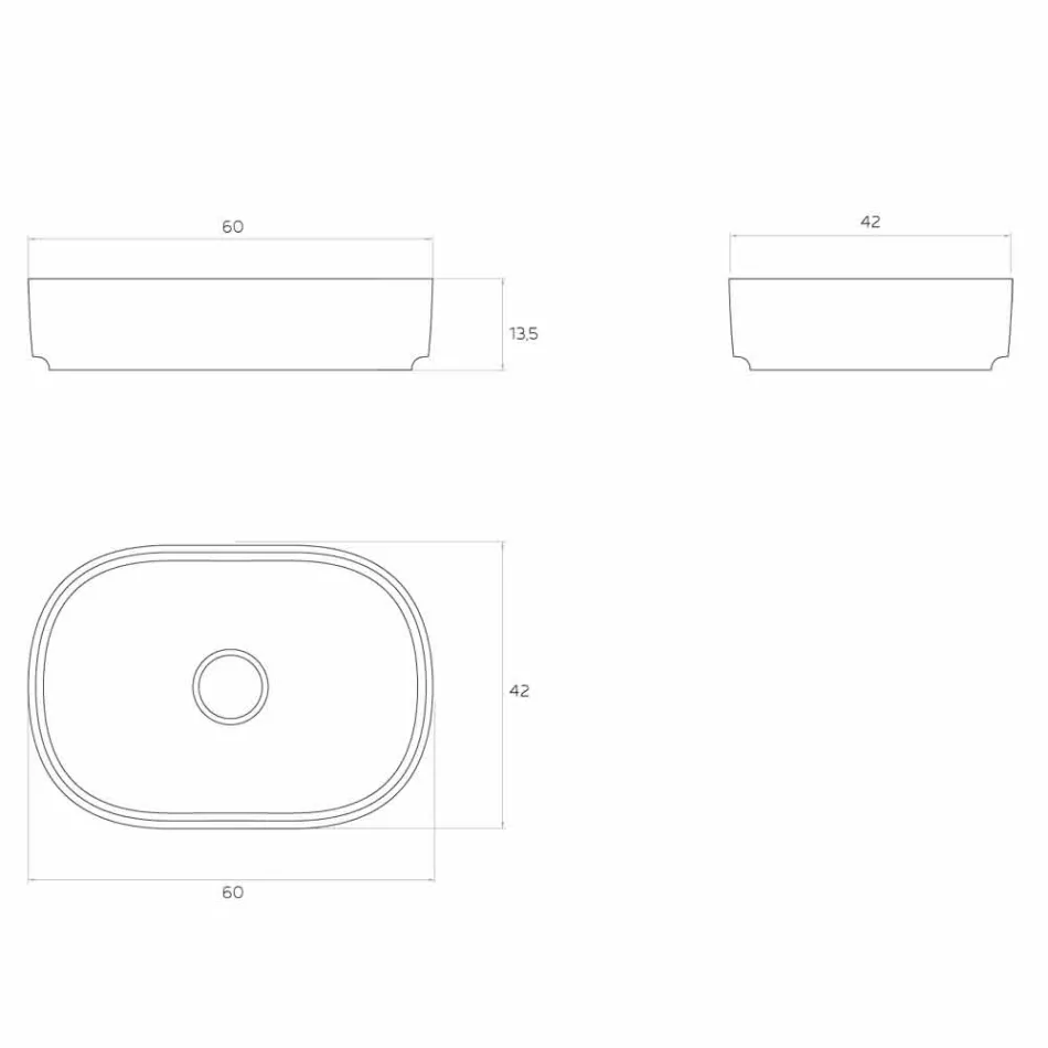 Lavabo de encimera independiente hecho en Italia, Formicola Viadurini
