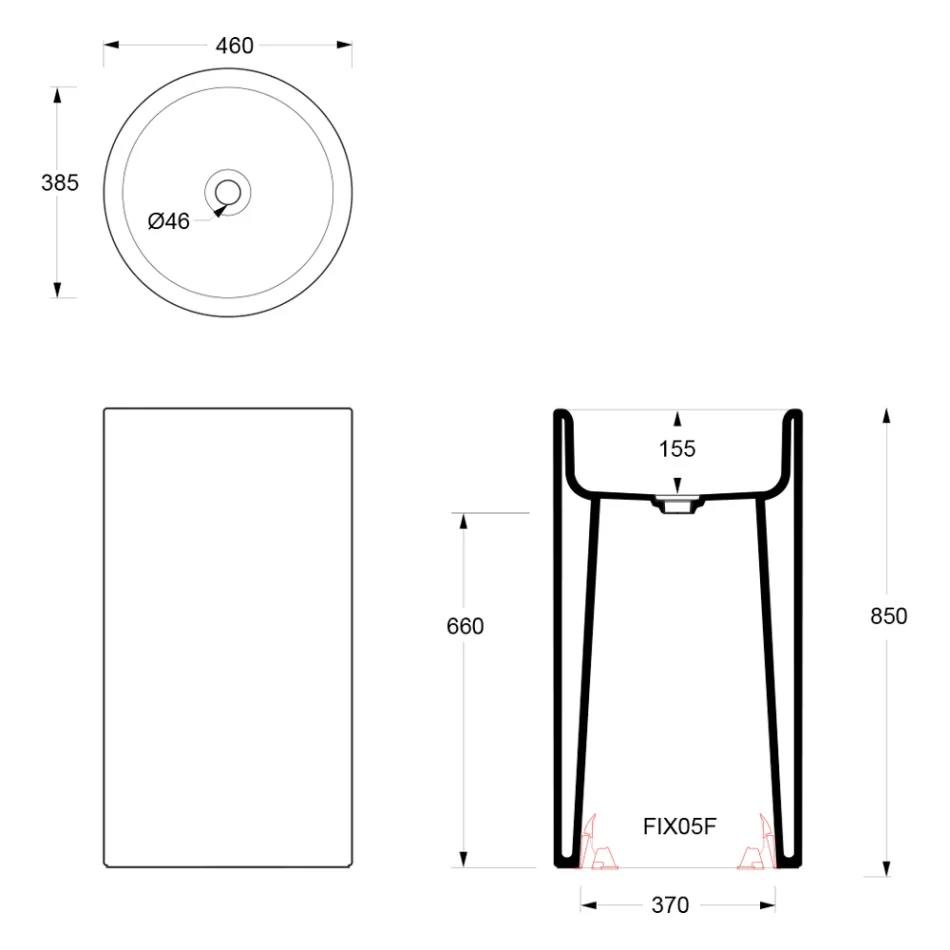 Lavabo de encimera de cerámica de pie fabricado en Italia - Ragazza Viadurini