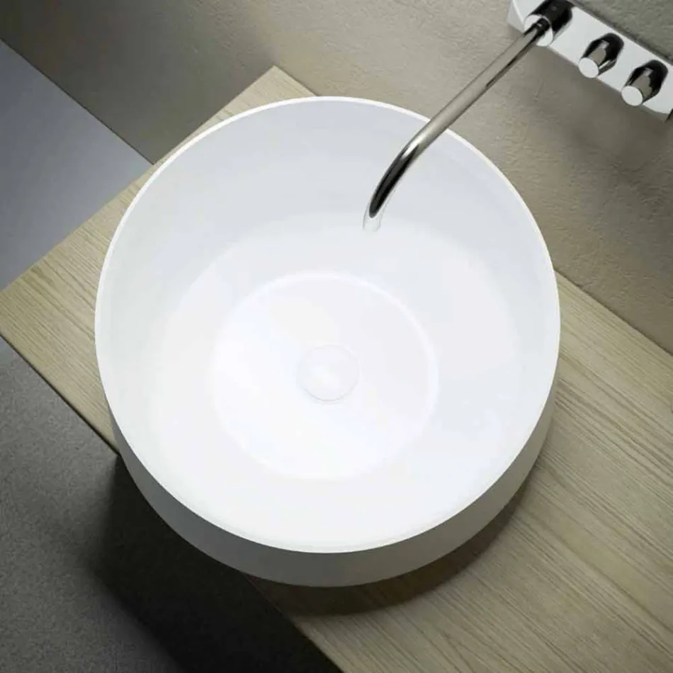 Lavabo de pie independiente en superficie sólida fabricado en Italia, Dongo Viadurini