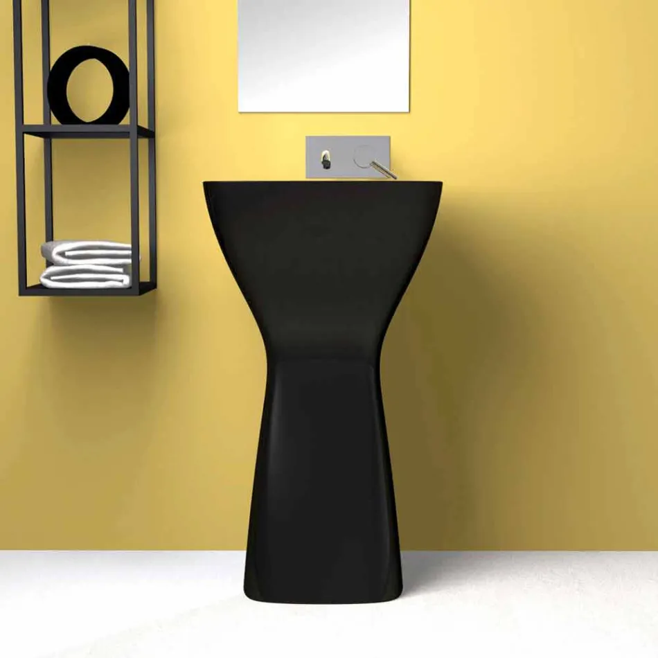 Lavabo de cerámica moderno independiente hecho en Italia, Firmino Viadurini