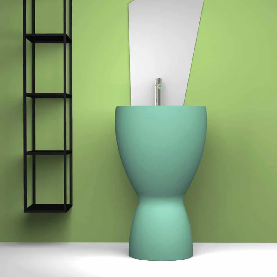 Lavabo de cerámica moderno hecho en Italia, Basile Viadurini