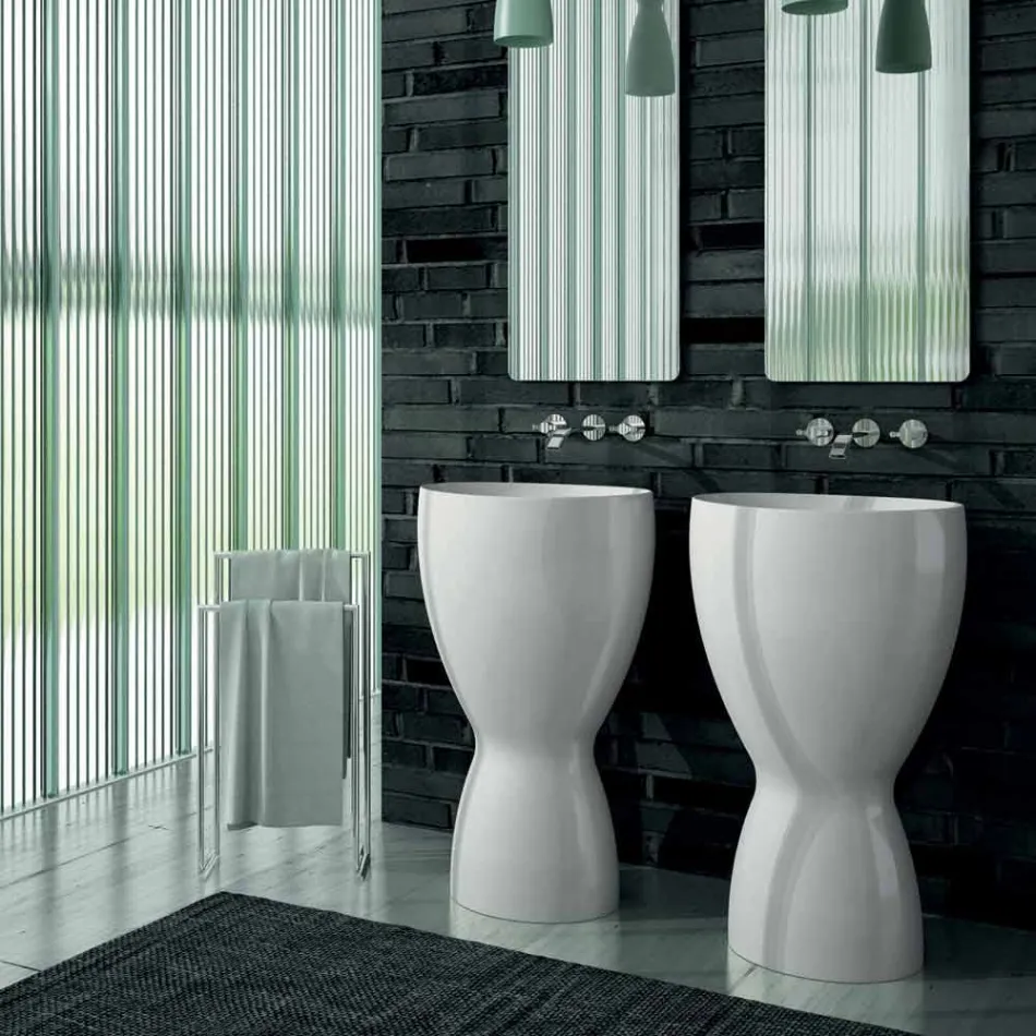 Lavabo de cerámica moderno hecho en Italia, Basile Viadurini