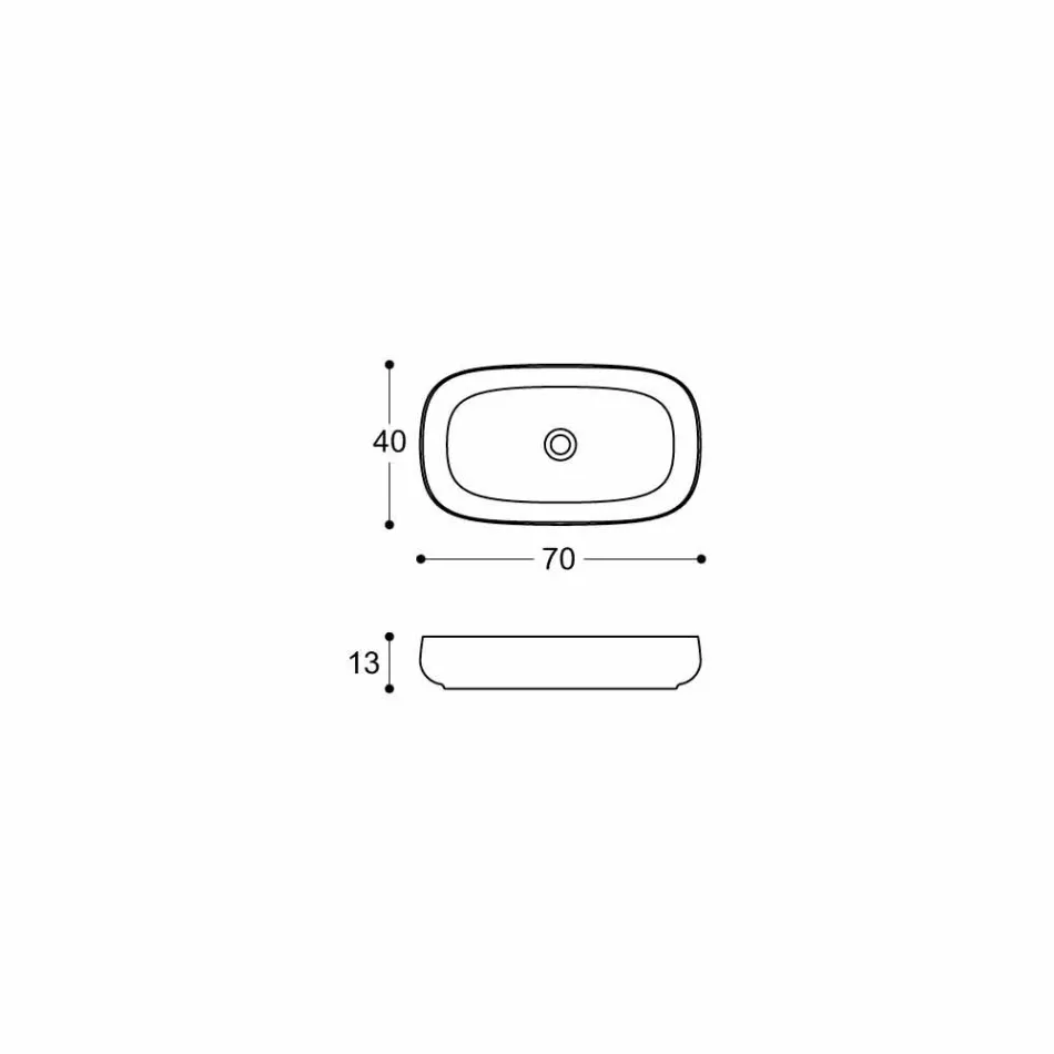 Lavabo sobre encimera de cerámica blanca de diseño moderno Made in Italy - Tune1 Viadurini